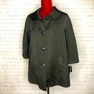 Alfani Black Quilted Peacoat with Silver Dots: M
